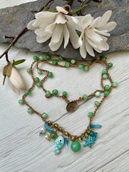 COLLANA UNCINETTO PESCE CERAMICA ACQUAMARINA