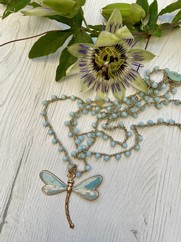 COLLANA UNCINETTO LIBELLULA SMALTATA AZZURRO