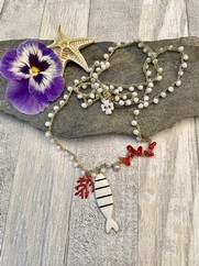 COLLANA UNCINETTO PESCIOLINO BIANCO MEDIO