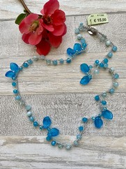 COLLANA UNCINETTO CORTA FOGLIOLINE TURCHESE 
