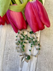 COLLANA UNCINETTO TRIS DI FOGLIE E PIETRA DURA VERDE