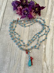 COLLANA UNCINETTO TURCHESE CON GOCCIA E CORALLINI