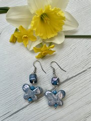ORECCHINI FARFALLE IN CERAMICA AZZURRO