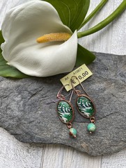 ORECCHINI CABOCHON FELCI VERDE