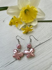 ORECCHINI FARFALLE IN CERAMICA ROSA ANTICO