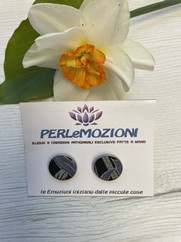 ORECCHINI A LOBO IN TESSUTO FELCE AZZURRO POLVERE
