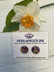 ORECCHINI A LOBO IN TESSUTO FIORE GIALLO VIOLA