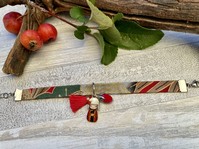 BRACCIALE COTONE GIAPPONESE FELCI ROSSO E VERDE