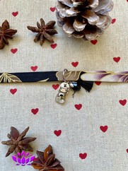 BRACCIALE COTONE GIAPPONESE NERO FIORI BIANCHI