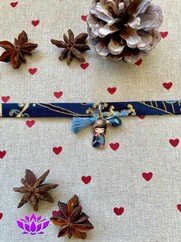 BRACCIALE COTONE GIAPPONESE ONDE BLU ORO