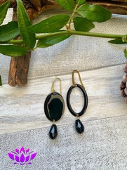 ORECCHINI ASSIMETRICI OVALE NERO