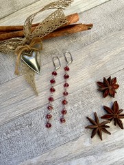 ORECCHINI CASCATA CRISTALLI BORDEAUX