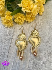ORECCHINI CUORE SACRO CORALLO SABBIA