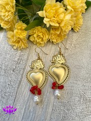 ORECCHINI CUORE SACRO CORALLO ROSSO