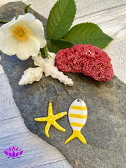 ORECCHINI CREOLA ASSIMETRICI PESCE GIALLO