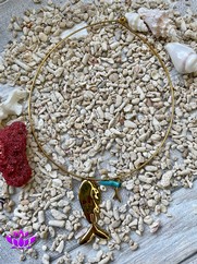 GIROCOLLO RIGIDO CORALLO AZZURRO ORO