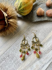 ORECCHINI A GRAPPOLO VERDE OLIVA