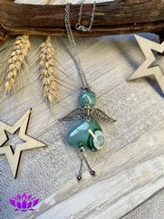 ANGELO DEL CUORE IN CERAMICA GRECA AZZURRO TIFFANY