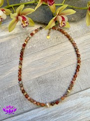 GIROCOLLO IN PIETRA DURA CARAMELLO E PERLA FIUME