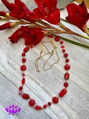 COLLANA LUNGA CON VETRI DI BOEMIA ROSSO