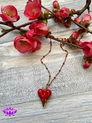 CIONDOLO CUORE BOMBARO ACCIAIO ROSSO