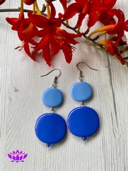 ORECCHINI DOPPIA PASTIGLIA BLU AZZURRO ICE