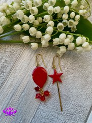 ORECCHINI PALLONCINO E BACCHETTA MAGICA ROSSO