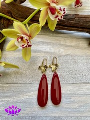 ORECCHINI GOCCIA IN RESINA E FOGLIE BORDEAUX