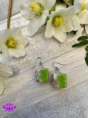 ORECCHINI CRAZY CUBO MARMORIZZATO VERDE ROSA