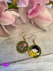 ORECCHINI COTONE GIAPPONESE ORO KOKESHI GIALLA