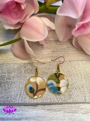 ORECCHINI COTONE GIAPPONESE ORO  BOCCIOLO TURCHESE