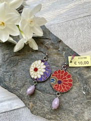 ORECCHINI COTONE GIAPPONESE PEONIA ROSSO PANNA