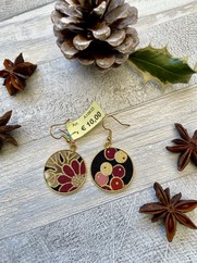 ORECCHINI COTONE GIAPPONESE FIORE BORDEUAX