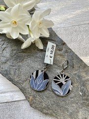 ORECCHINI COTONE GIAPPONESE FOGLIA AZZURRO POLVERE