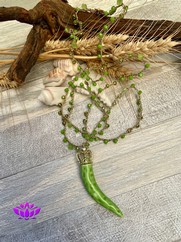 COLLANA UNCINETTO CORNETTO GRANDE CERAMICA VERDE