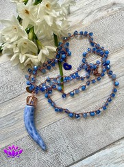 COLLANA UNCINETTO CORNETTO GRANDE CERAMICA AZZURRO