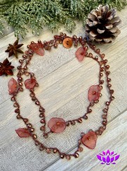 COLLANA UNCINETTO FIORI CHIFFON CARAMELLO