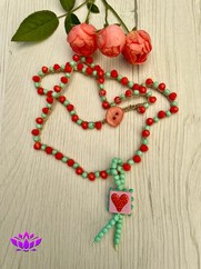 COLLANA UNCINETTO POP CUORE ROSSO ROSA