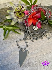COLLANA UNCINETTO CUORE GRANDE GRIGIO