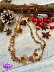 COLLANA UNCINETTO FOGLIE VETRO AMBRA