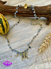 COLLANA CORTA UNCINETTO FARFALLA AZZURRO