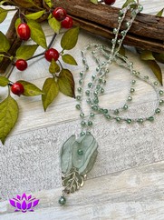 COLLANA UNCINETTO FOGLIA CHIFFON VERDE MENTA