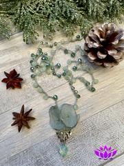 COLLANA UNCINETTO FOGLIA ACCIAIO VERDE MENTA