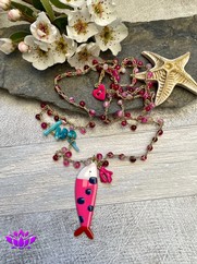 COLLANA UNCINETTO PESCIOLINO POIS FUXIA GRANDE