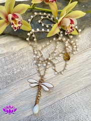 COLLANA UNCINETTO LIBELLULA BIANCA
