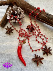 COLLANA UNCINETTO CORNETTO GRANDE CERAMICA ROSSO