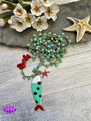 COLLANA UNCINETTO PESCIOLINO POIS ACQUAMARINA
