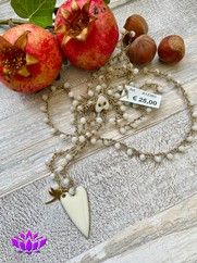 COLLANA UNCINETTO CUORE SMALTATO BIANCO