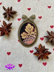 SPILLA BRONZO COTONE GIAPPONESE FOGLIA ORO