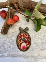 SPILLA BRONZO COTONE GIAPPONESE BOCCIOLO ROSSO